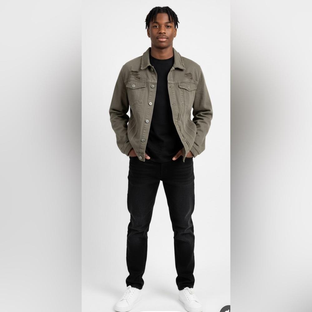 Jean‎ jacket JordanCraig Distressed Charcoal